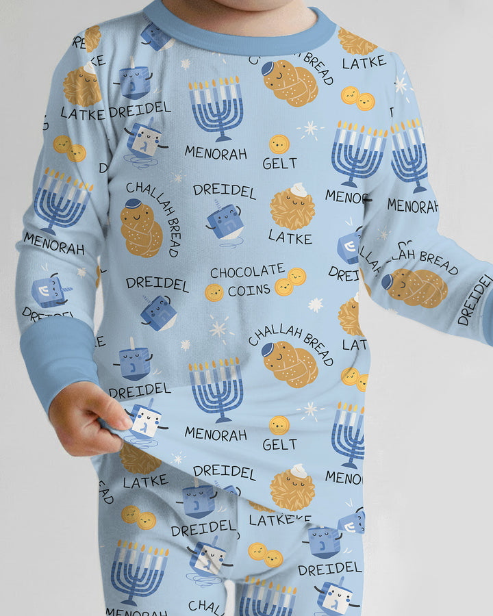 Family Hanukkah Matching Bamboo Two Piece Long Sleeve Pajama Set