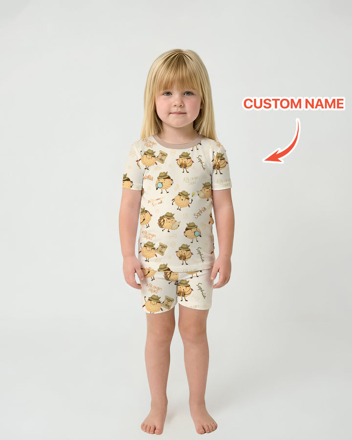 Custom Name Passover Afikoman Two Piece Short Sleeve Shorts Pajama Set