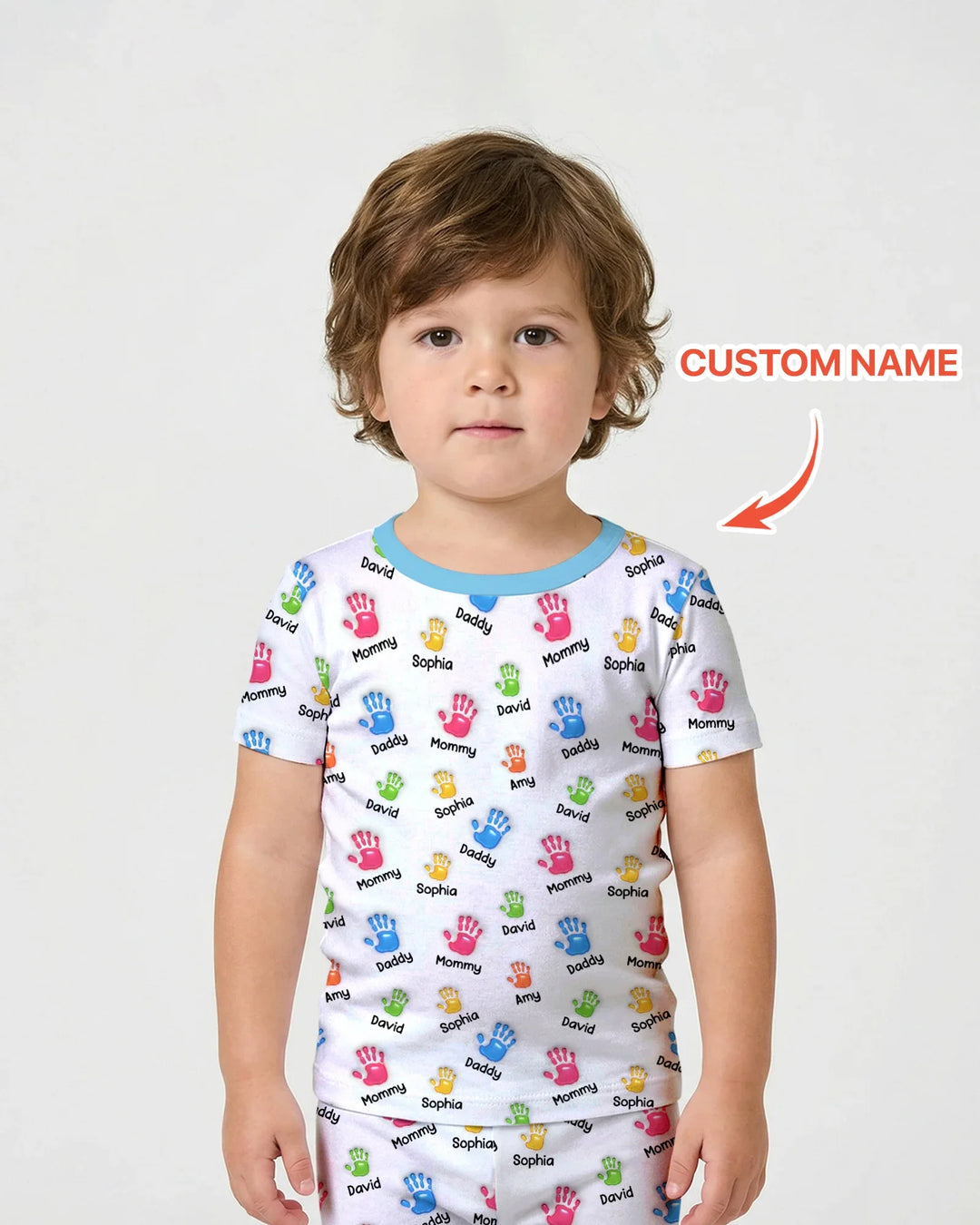 First Mother Day - Handprints Bamboo Two Piece Short Sleeve Shorts Pajama Set