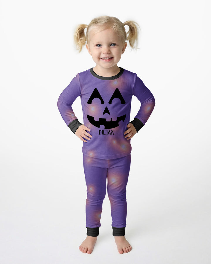 Glowing Pumpkin Bamboo Two Piece Long Sleeve Pajama Set