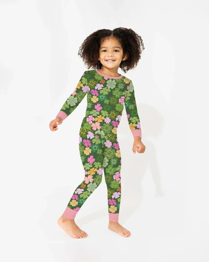Lucky 4 Leaf Clover Two Piece Long Sleeve Pajama Set