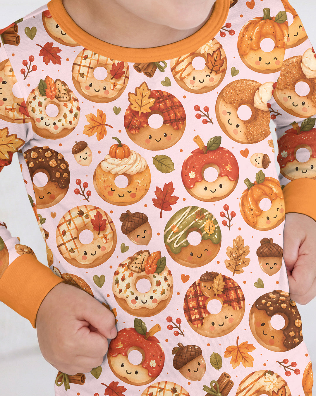 Cute Fall Donut Bamboo Two Piece Long Sleeve Pajama Set