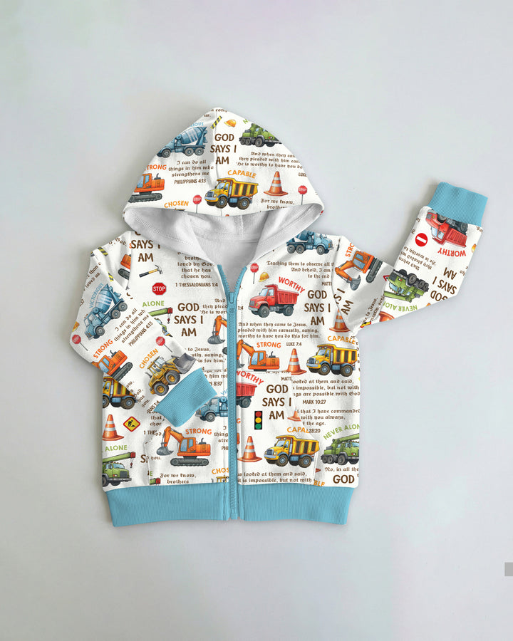 Bible Verse Construction Trucks  Zip Hoodie