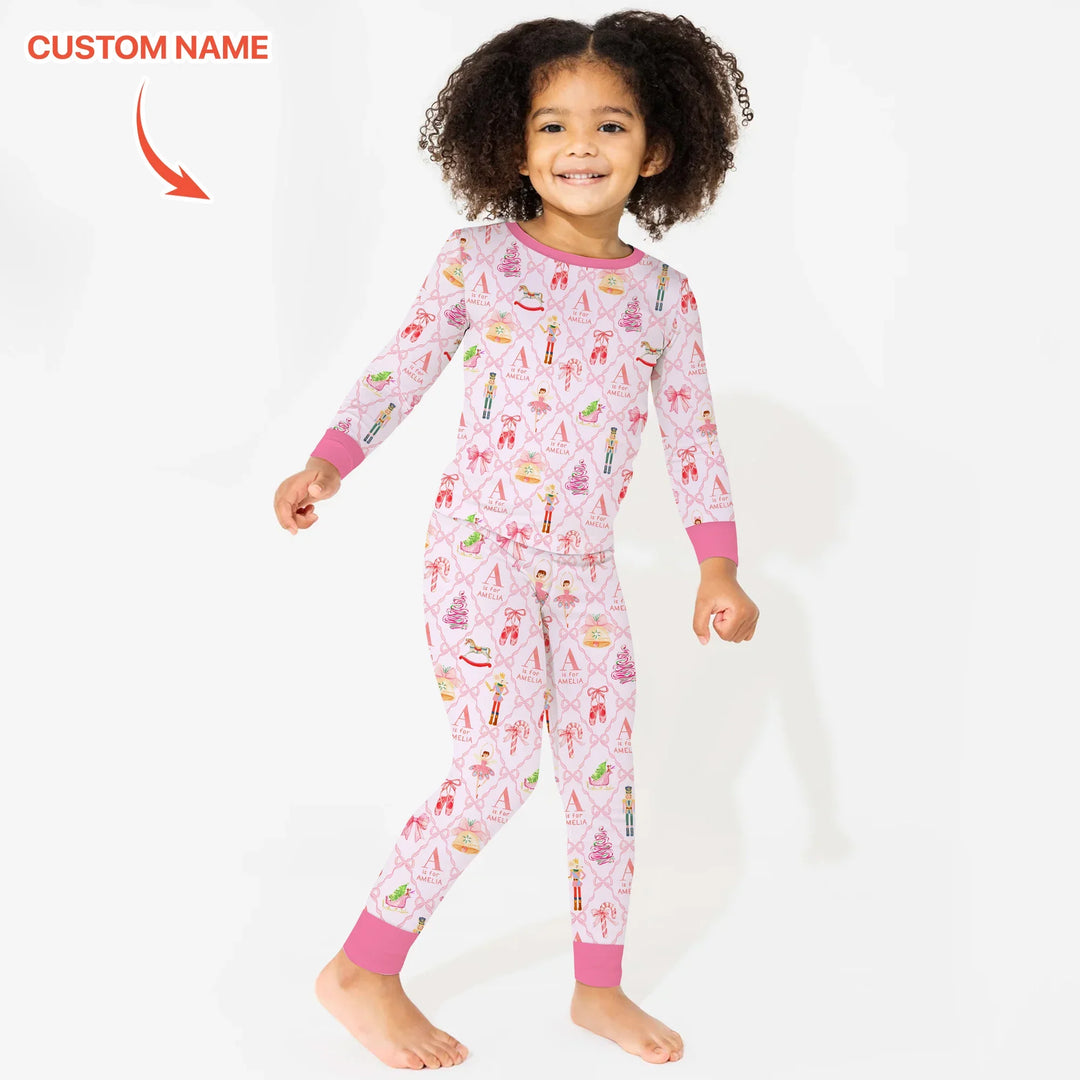 Nutcracker Sweet Dreams Custom Name Two Piece Long Sleeve Pajama Set , Nutcracker Sweet Dreams Custom Name Two Piece Long Sleeve Pajama Set - 12-18M