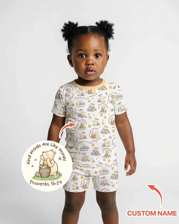 Pijama de bambú de dos piezas de manga corta con pantalón corto, plantilla personalizada