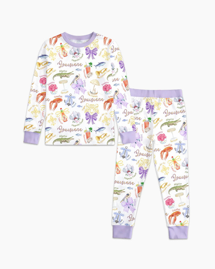 Zweiteiliges Langarm-Pyjama-Set mit Sommerfrüchten