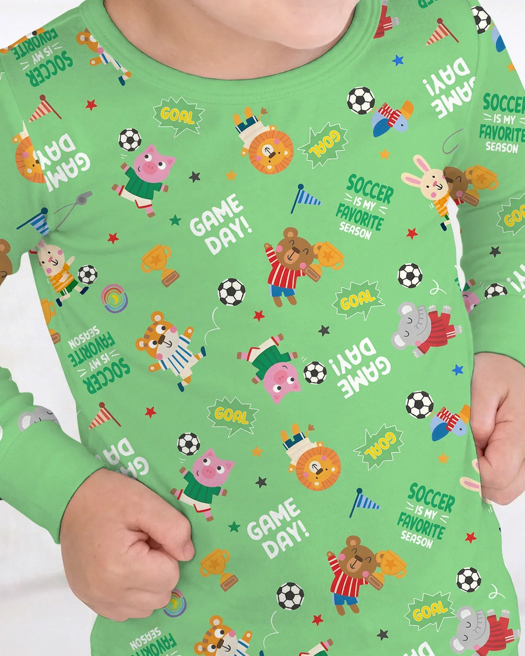 The World Cup Soccer Animals Bamboo Two Piece Long Sleeve Pajama Set
