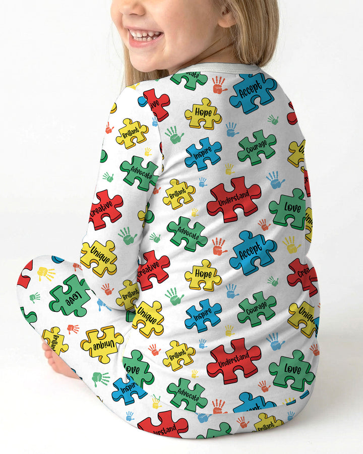 Puzzle You Are Two Piece Long Sleeve Pajama Set