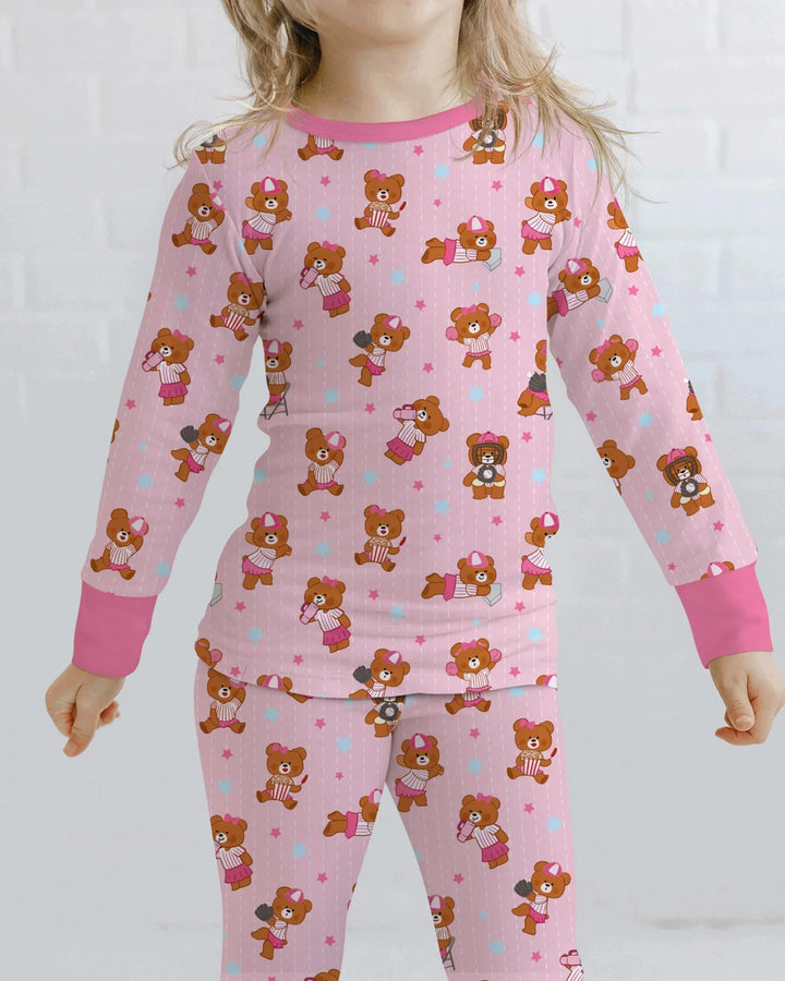 Born To Play Baseball Bamboo Two Piece Long Sleeve Pajama Set