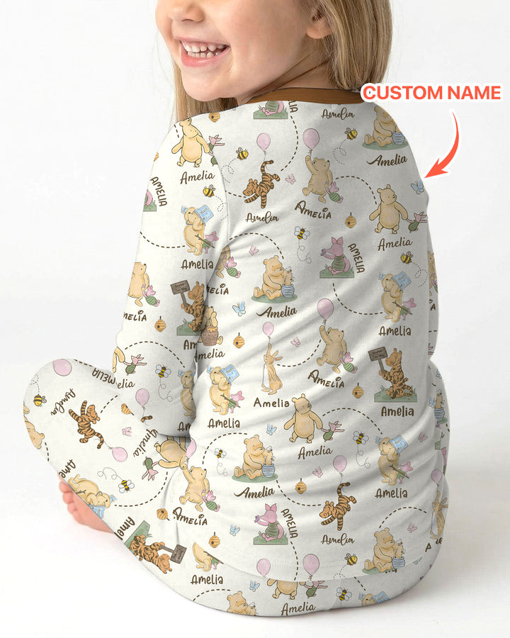Once Upon A Bear Custom Name Two Piece Long Sleeve Pajama Set