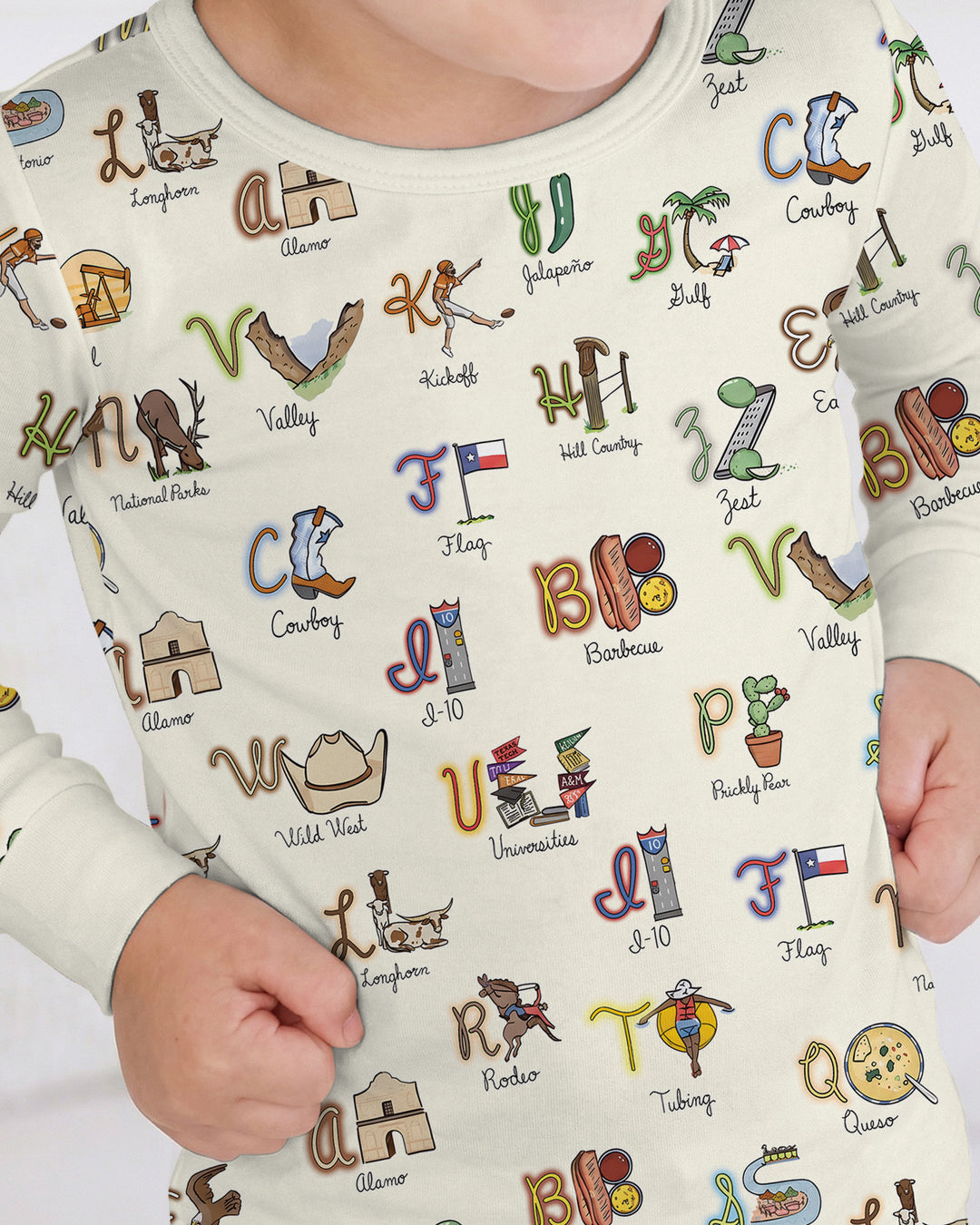 Texas Alphabet Bamboo Two Piece Long Sleeve Pajama Set