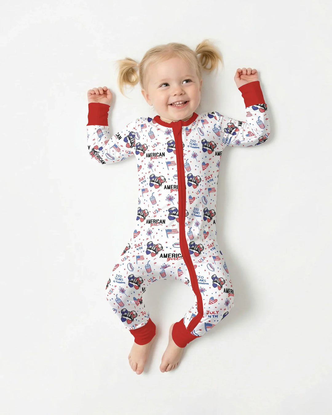 Doodle American Flag Glasses Family Matching Bamboo Convertible Zippy
