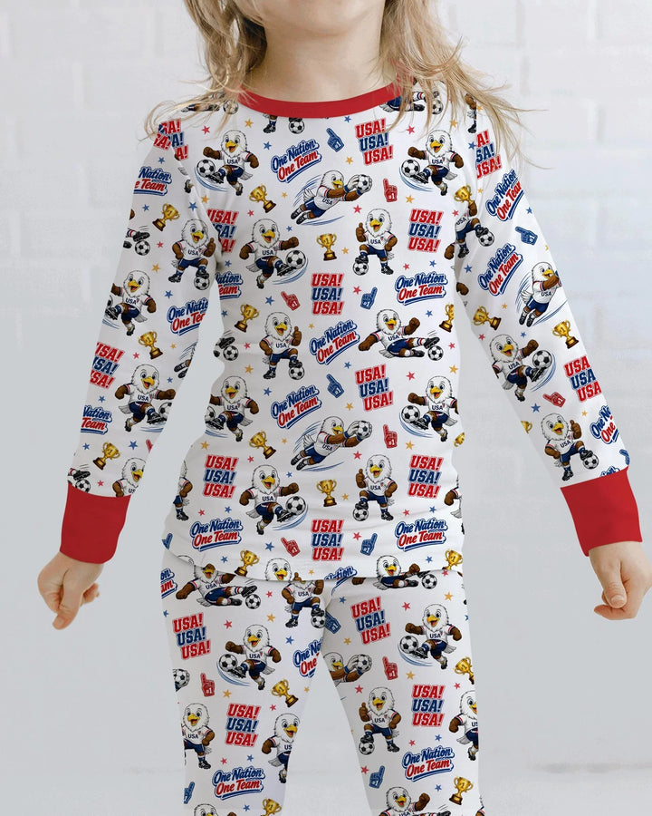 Soccer One Nation One Team Bamboo Two Piece Long Sleeve Pajama Set