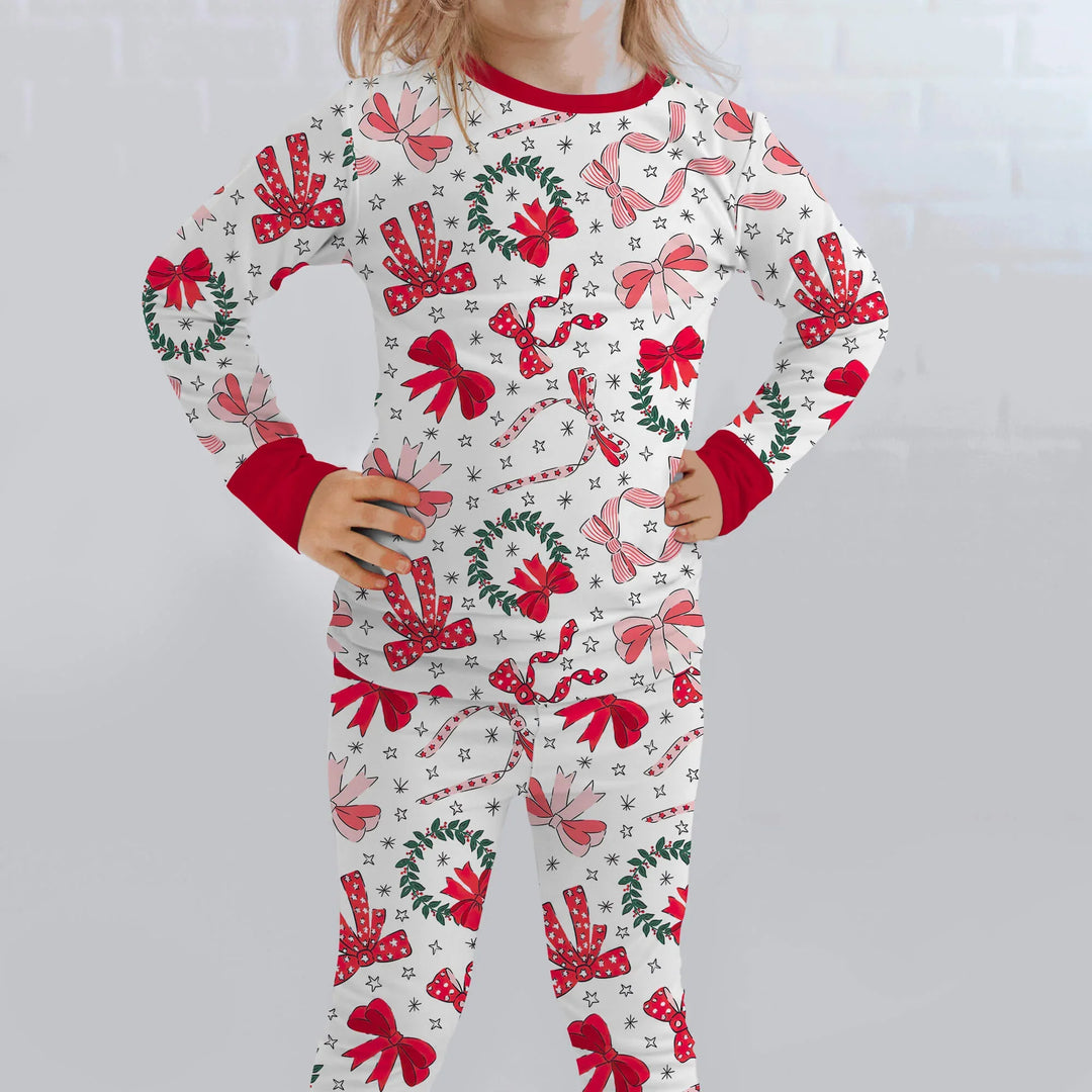 Christmas Bows Two Piece Pajama Set