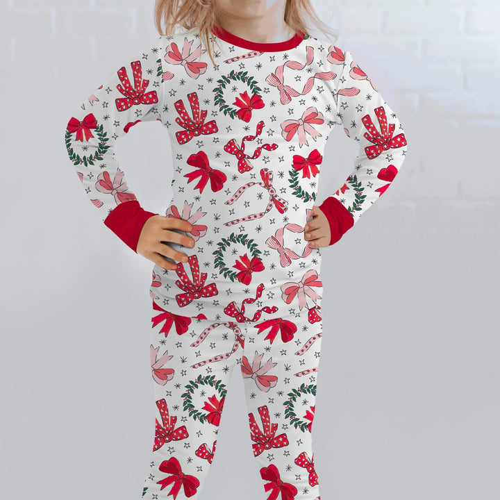 Christmas Bows Two Piece Pajama Set