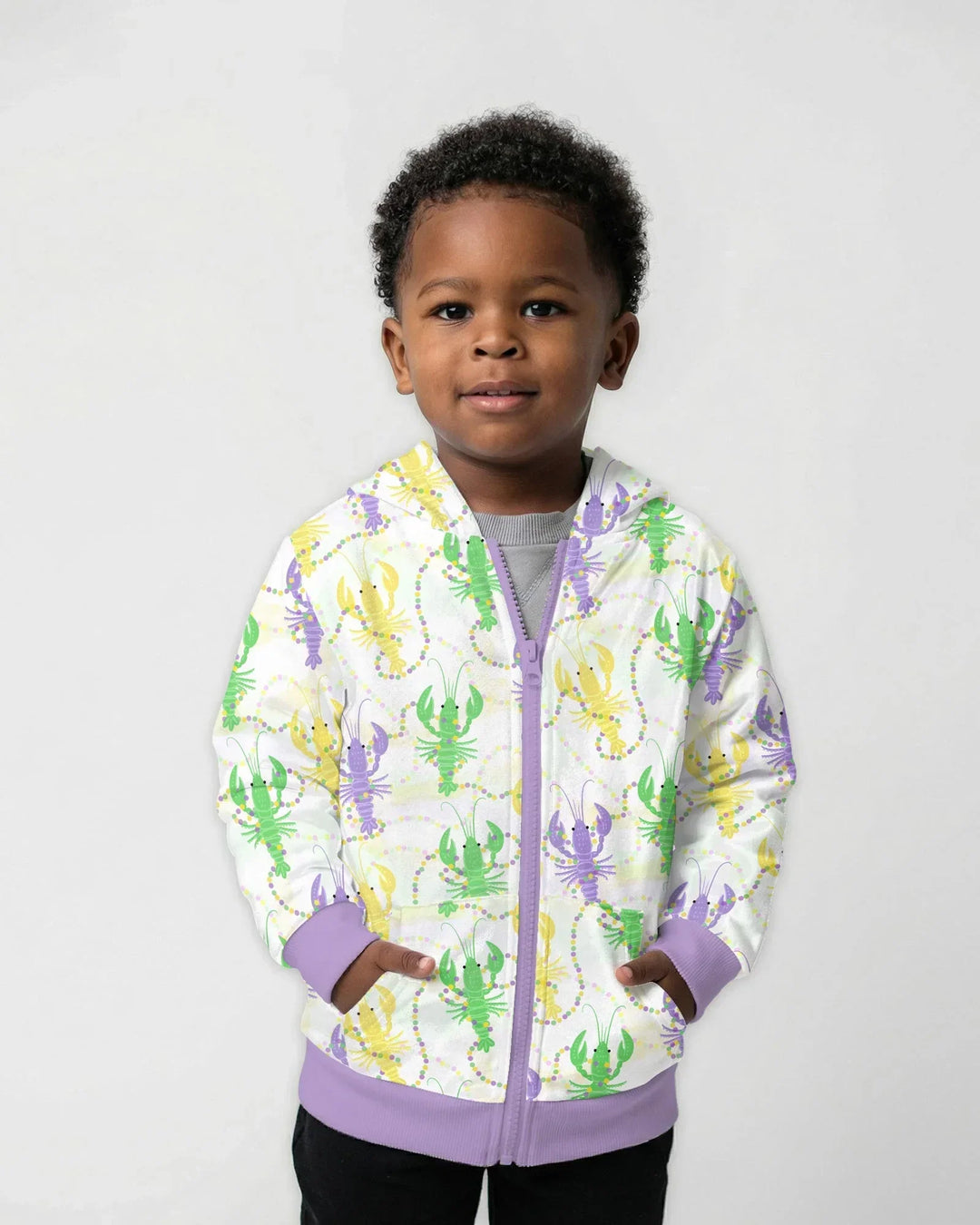 Mardi Gras Langusten Familie Partnerlook Bambus Reißverschluss-Hoodie