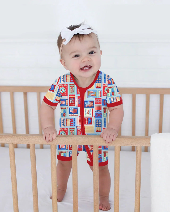 Patriotic Matchbox Family Matching Bamboo Shorty Zippy