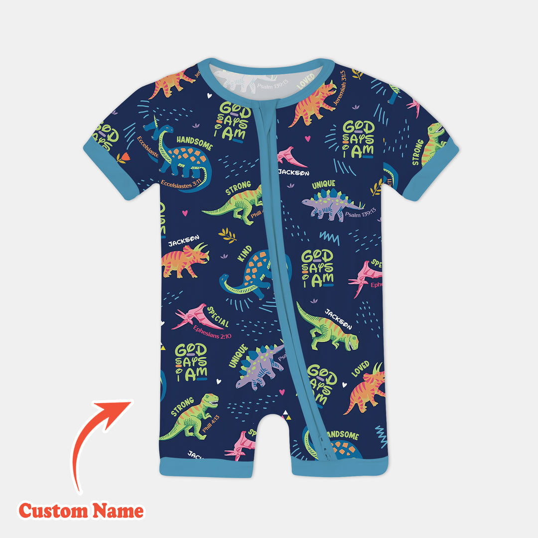 Custom Name God says I am Dinosaur Shorty Zippy