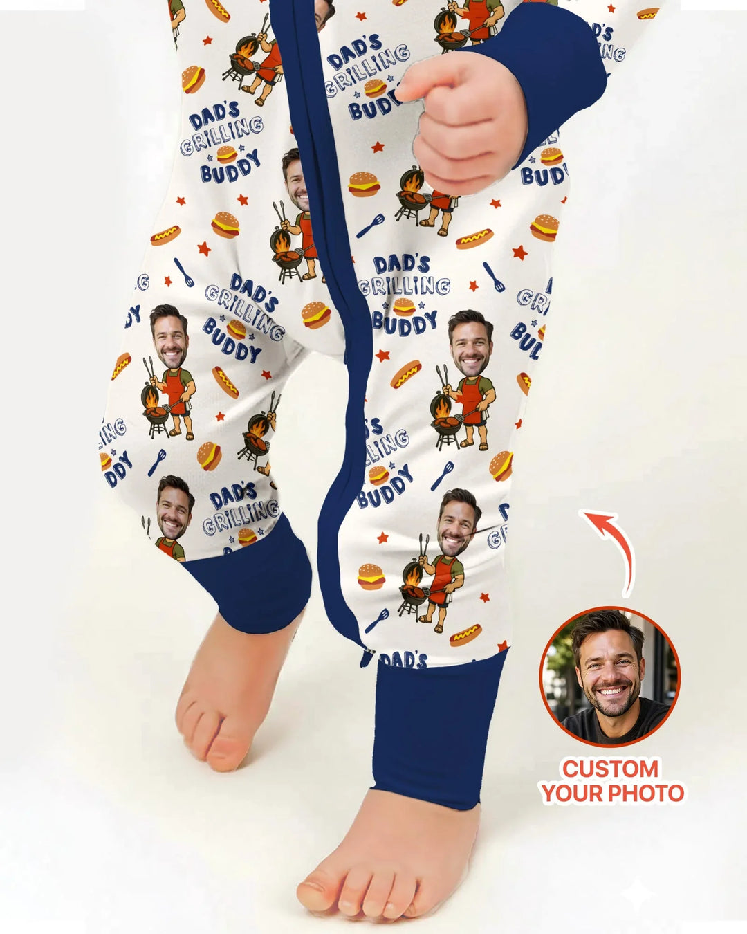 Custom Photo Dad's Grilling Buddy Family Matching Bamboo Convertible Zippy