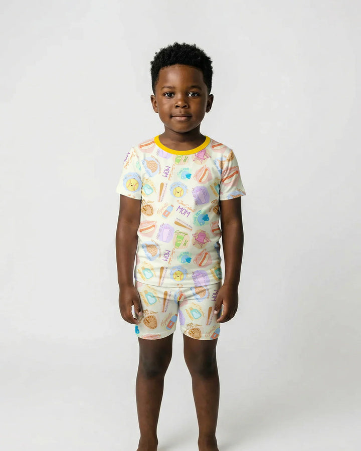 SoftBall Mom Saves The Days Two Piece Short Sleeve Shorts Pajama Set
