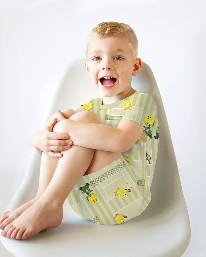 Tennis Bamboo Two Piece Short Sleeve Shorts Pajama Set