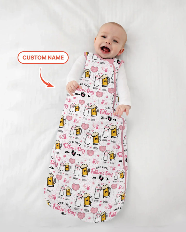 Custom Name First Father's Day Drink Bamboo Sleep Bag
