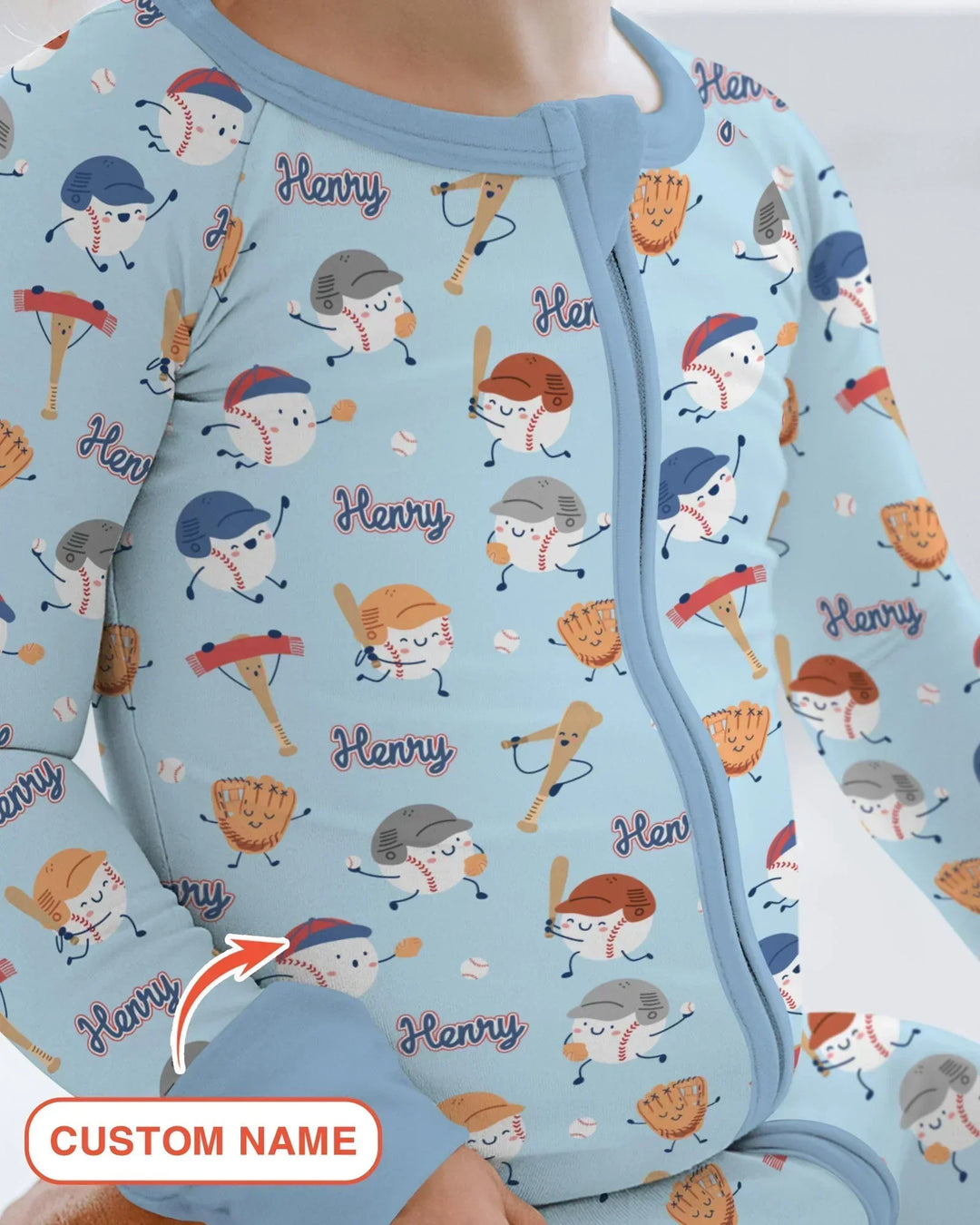 Custom Name Ballparl Family Matching Bamboo Convertible Zippy