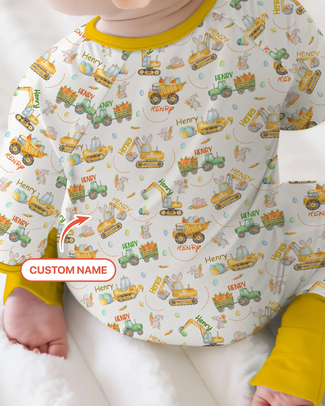 Easter Construction Vehicles Custom Name Convertible Zippy