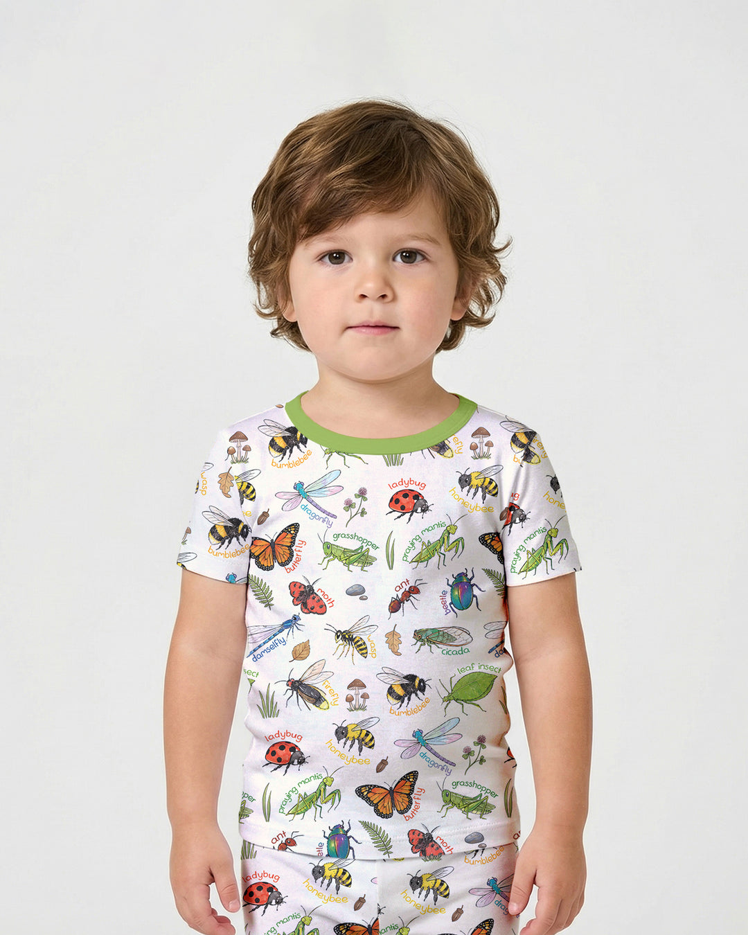 Bug Learning Bamboo Two Piece Short Sleeve Shorts Pajama Set