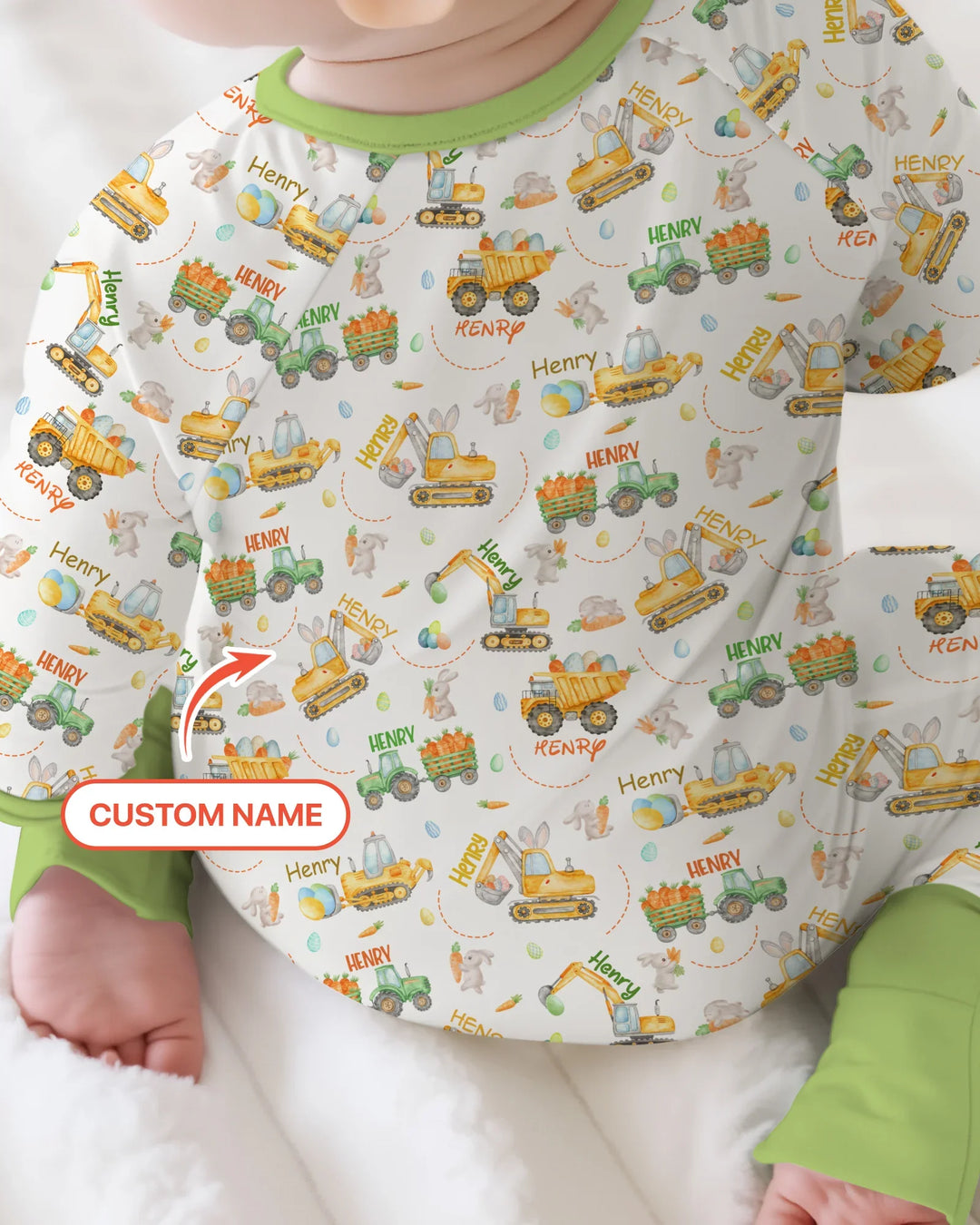 Easter Construction Vehicles Custom Name Convertible Zippy