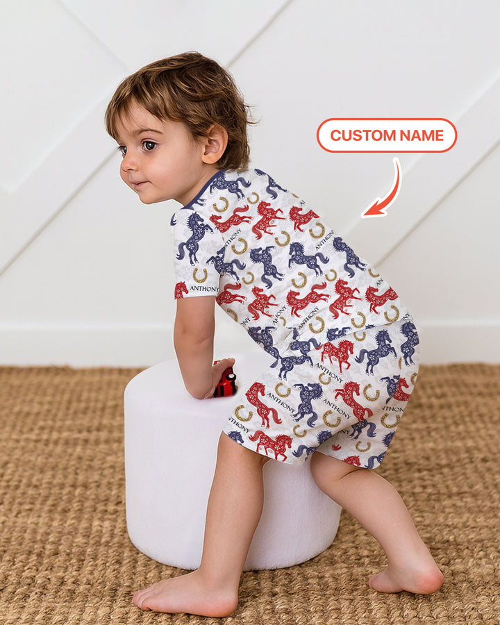 Zweiteiliges Pyjama-Set mit kurzen Ärmeln und Shorts im Sommer-Design