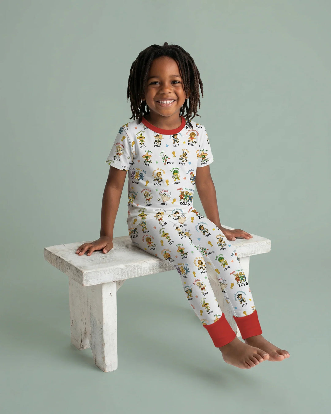Soccer cup Mascots Bamboo Two Piece Short Sleeve Pajama Set