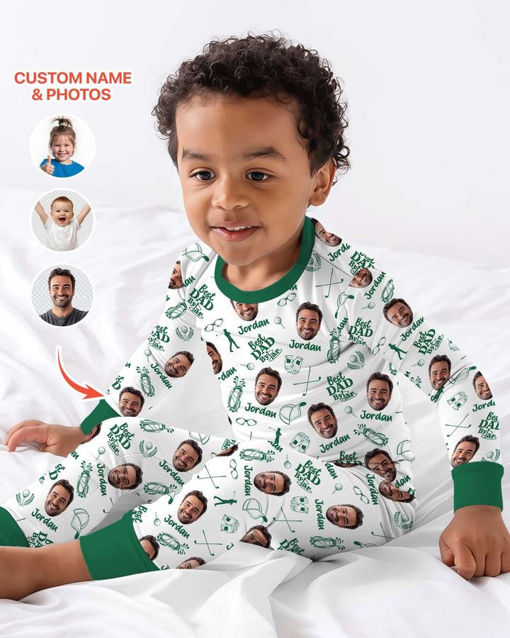 Custom Photo Best Dad By Par Bamboo Two Piece Long Sleeve Pajama Set