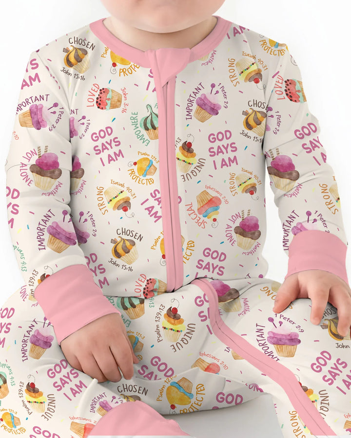 Cute Cupcake God Says I Am  Bamboo Convertible Zippy