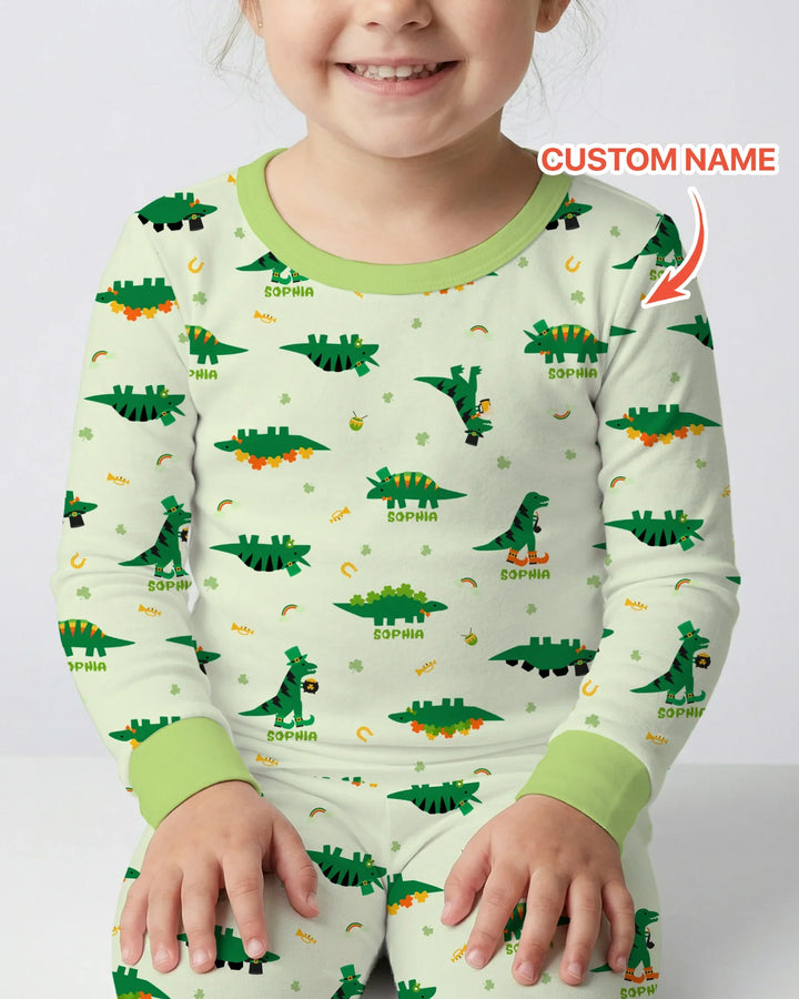 Lucky Dino Two Piece Long Sleeve Pajama Set