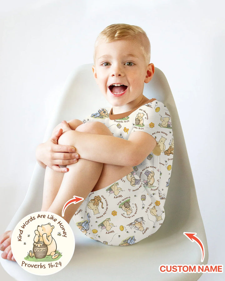 Kind Words Are Like Honey Custom Name Bamboo Two Piece Short Sleeve Shorts Pajama