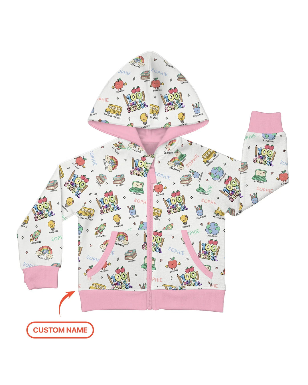 Custom Name Celebration Hundred Days Zip Hoodie