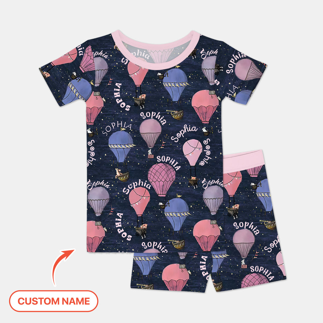 Zweiteiliges Pyjama-Set mit kurzen Ärmeln und Shorts im Sommer-Design