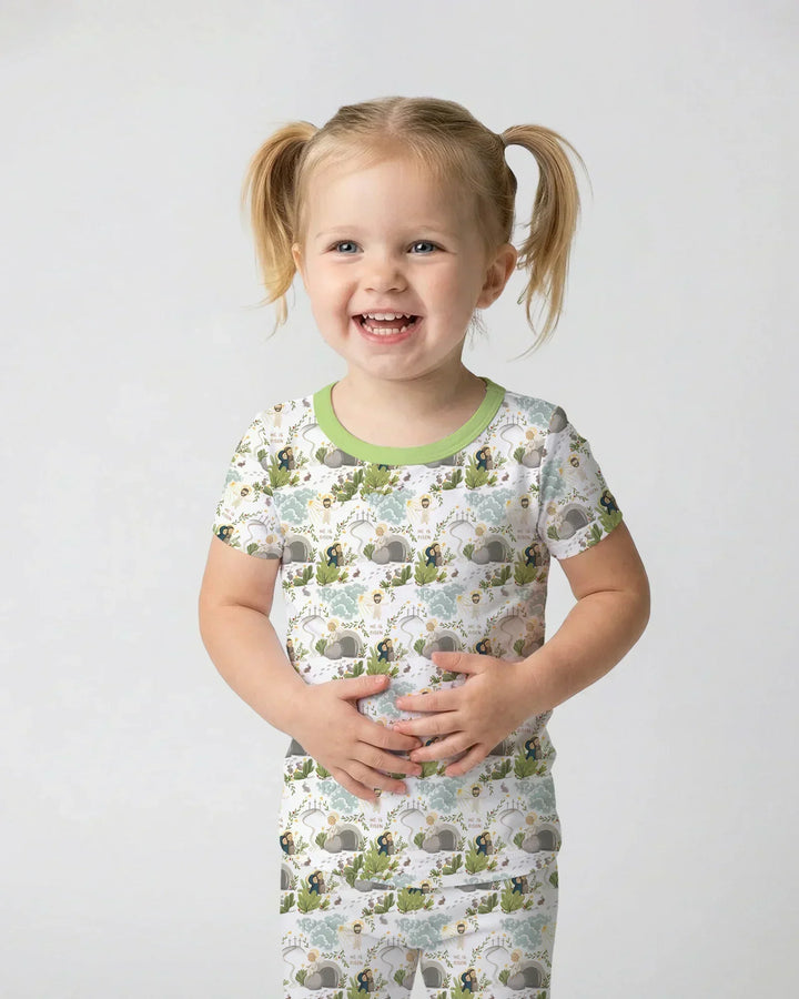 Mateo 28:1–8 Él ha resucitado Conjunto de pijama de dos piezas de bambú de manga corta
