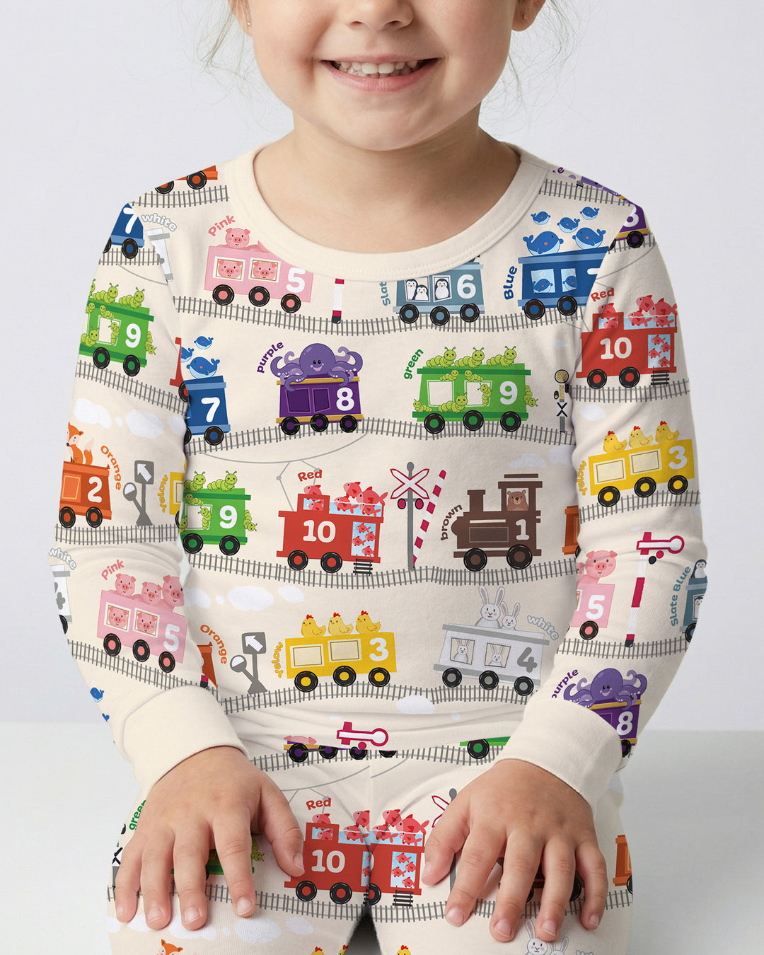 Color Train Bamboo Two Piece Long Sleeve Pajama Set