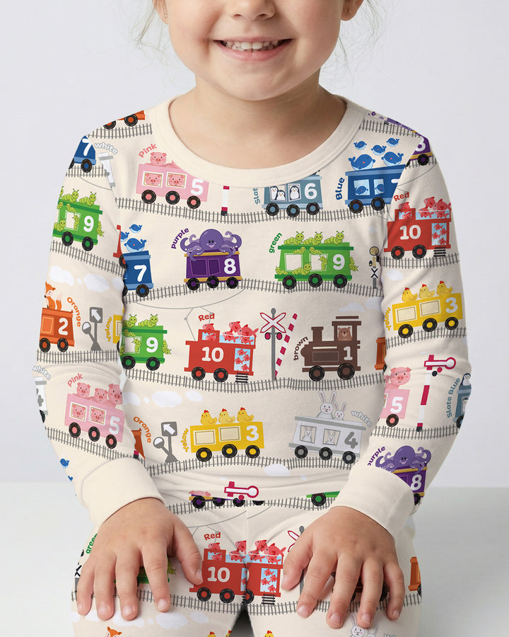 Color Train Bamboo Two Piece Long Sleeve Pajama Set