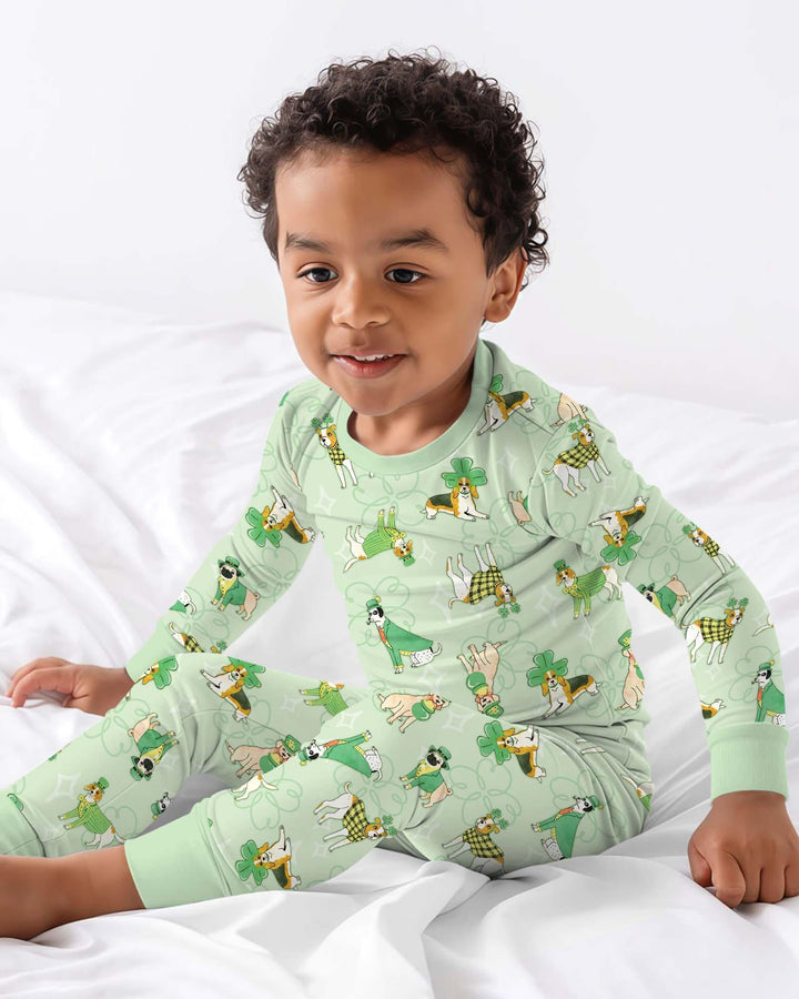 St. Patrick's Day Puppies Two Piece Long Sleeve Pajama Set