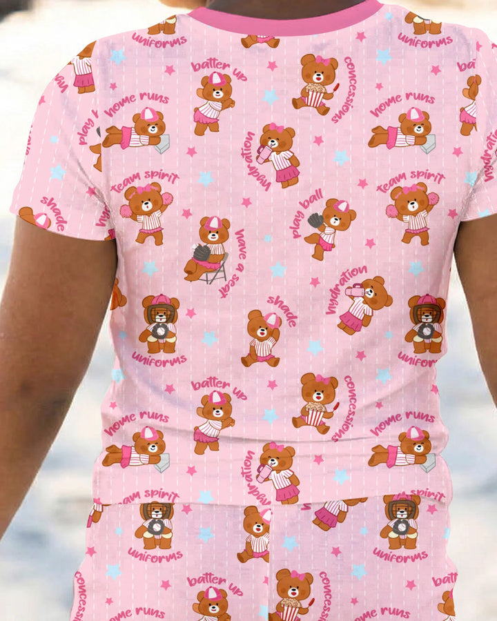 Born To Play Baseball Bamboo Two Piece Short Sleeve Pajama Set