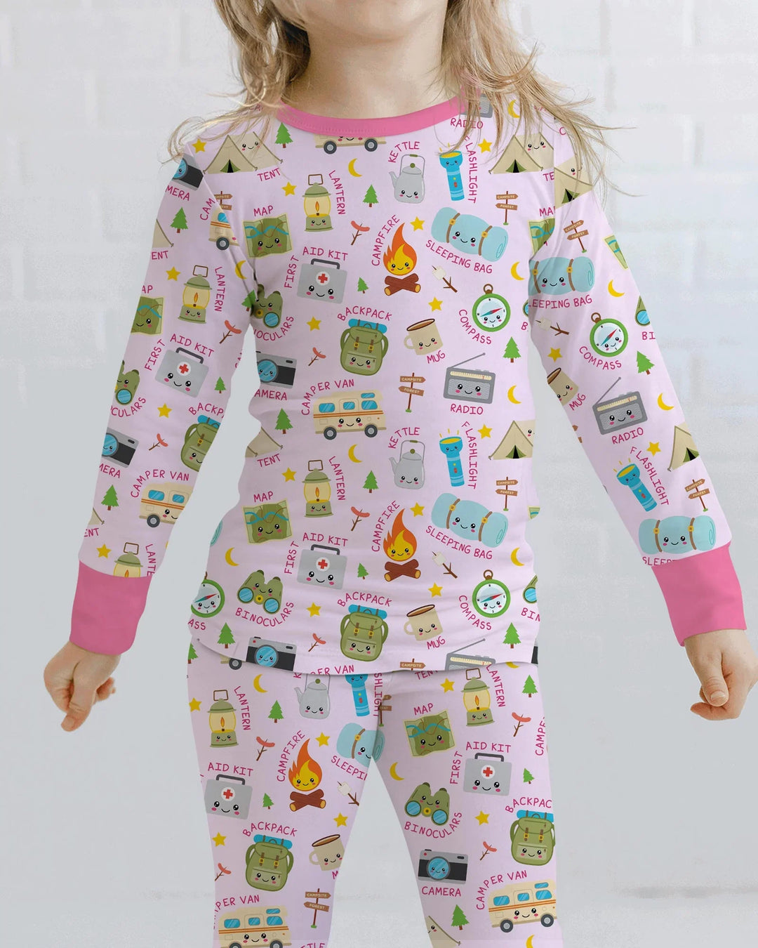 Little Camp Adventure Family Matching Two Piece Long Sleeve Pajama Set