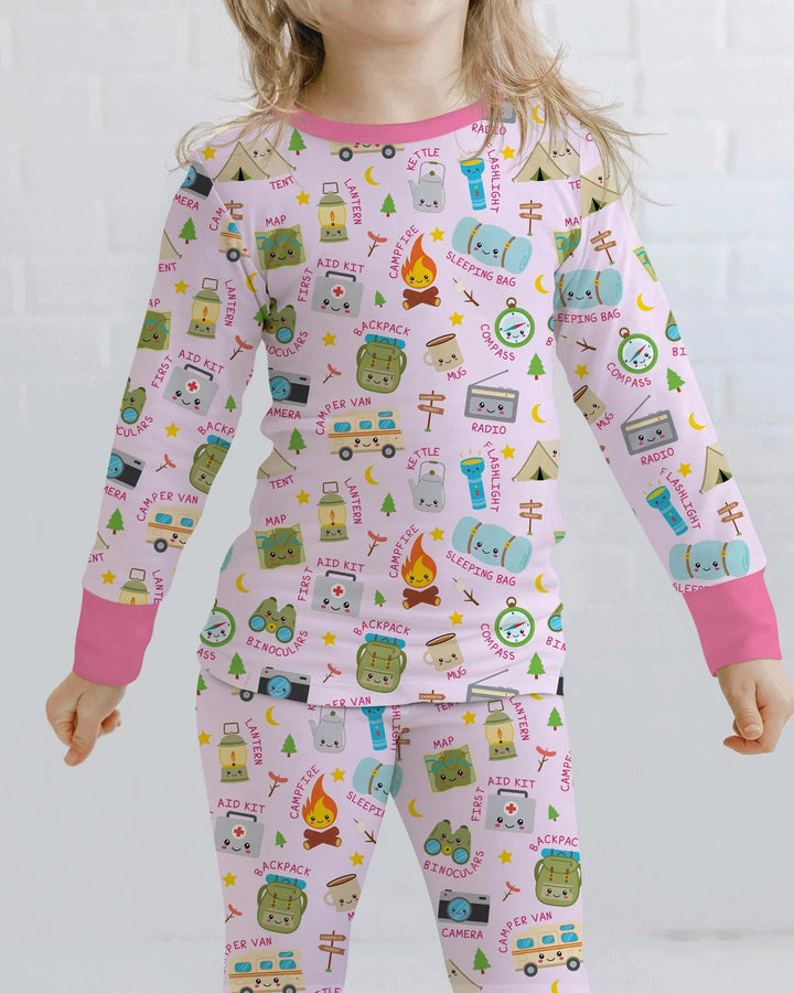 Little Camp Adventure Family Matching Two Piece Long Sleeve Pajama Set