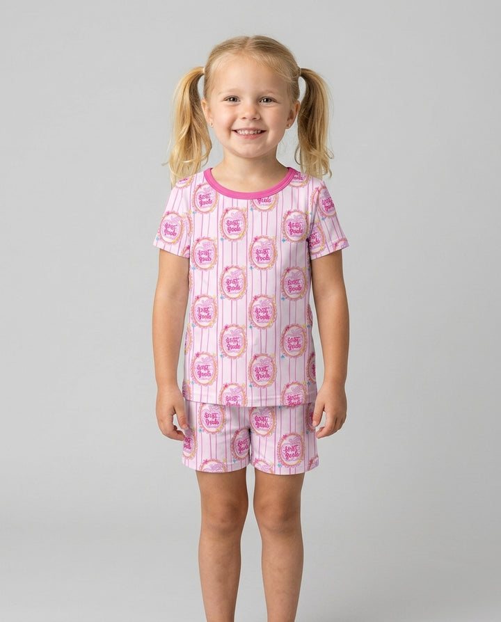 Conjunto de Pijama de Dos Piezas de Bambú con Mangas Cortas y Pantalones Cortos