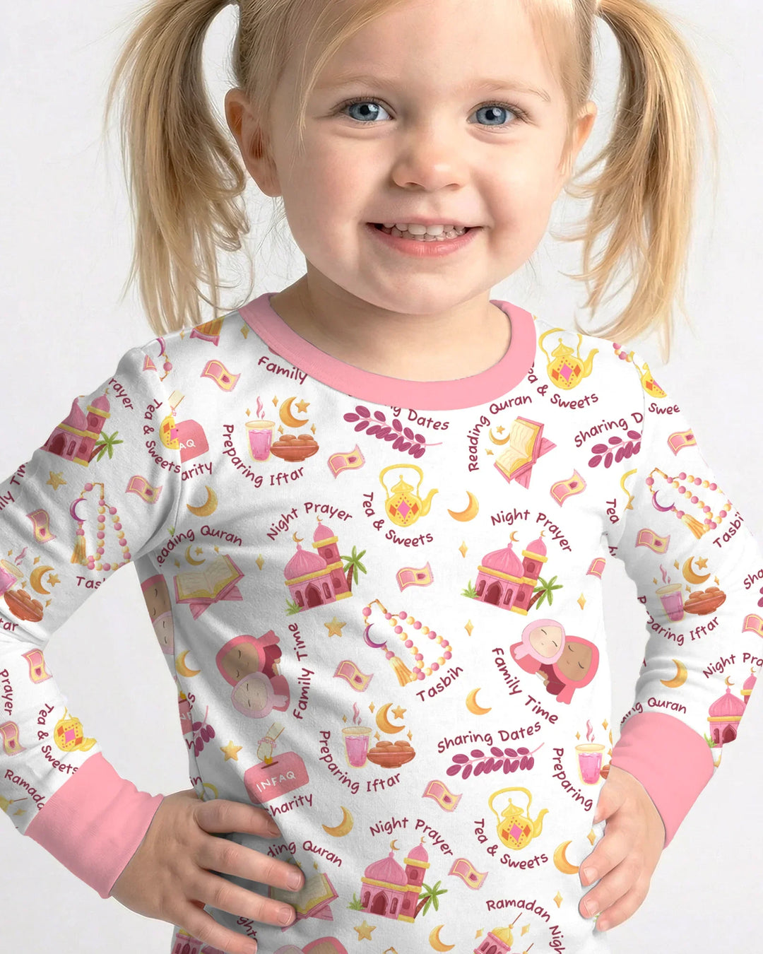 Ramadan Mubarak Matching Family Two Piece Long Sleeve Pajama Set