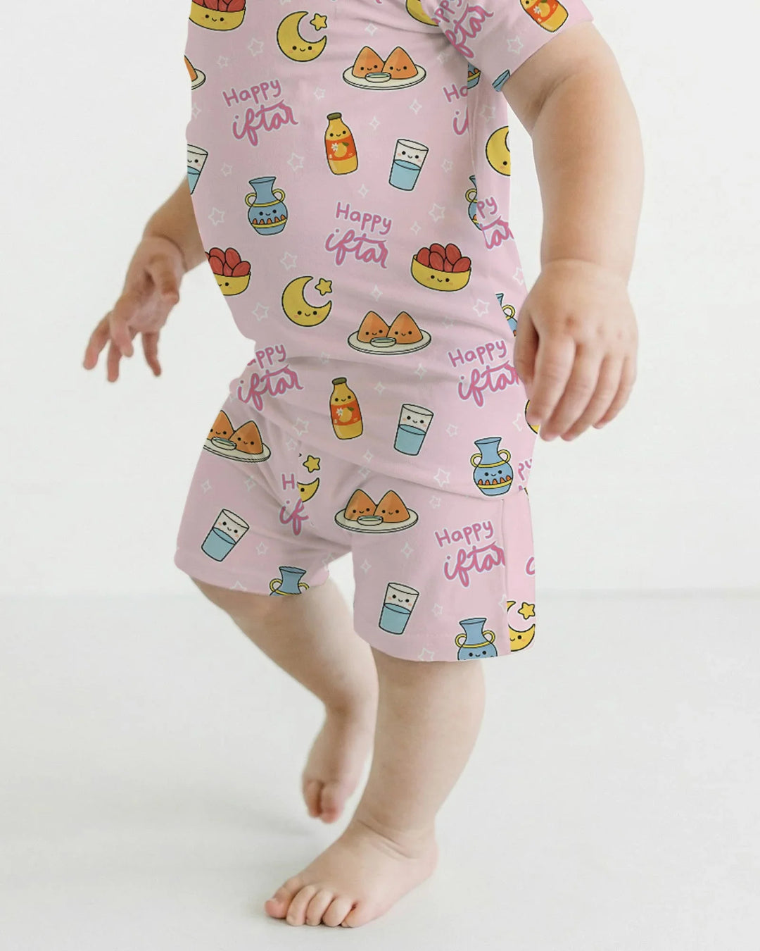 Iftar Party Two Piece Short Sleeve Shorts Pajama Set