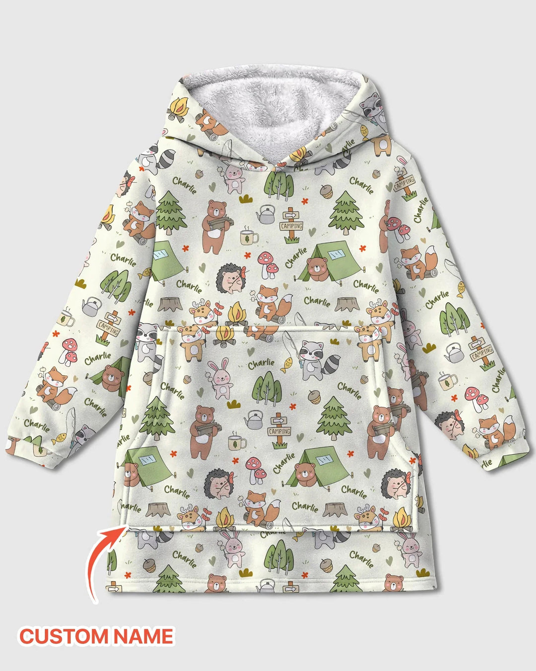 Custom Name Little Camp Buddies Bamboo Blanket Hoodie