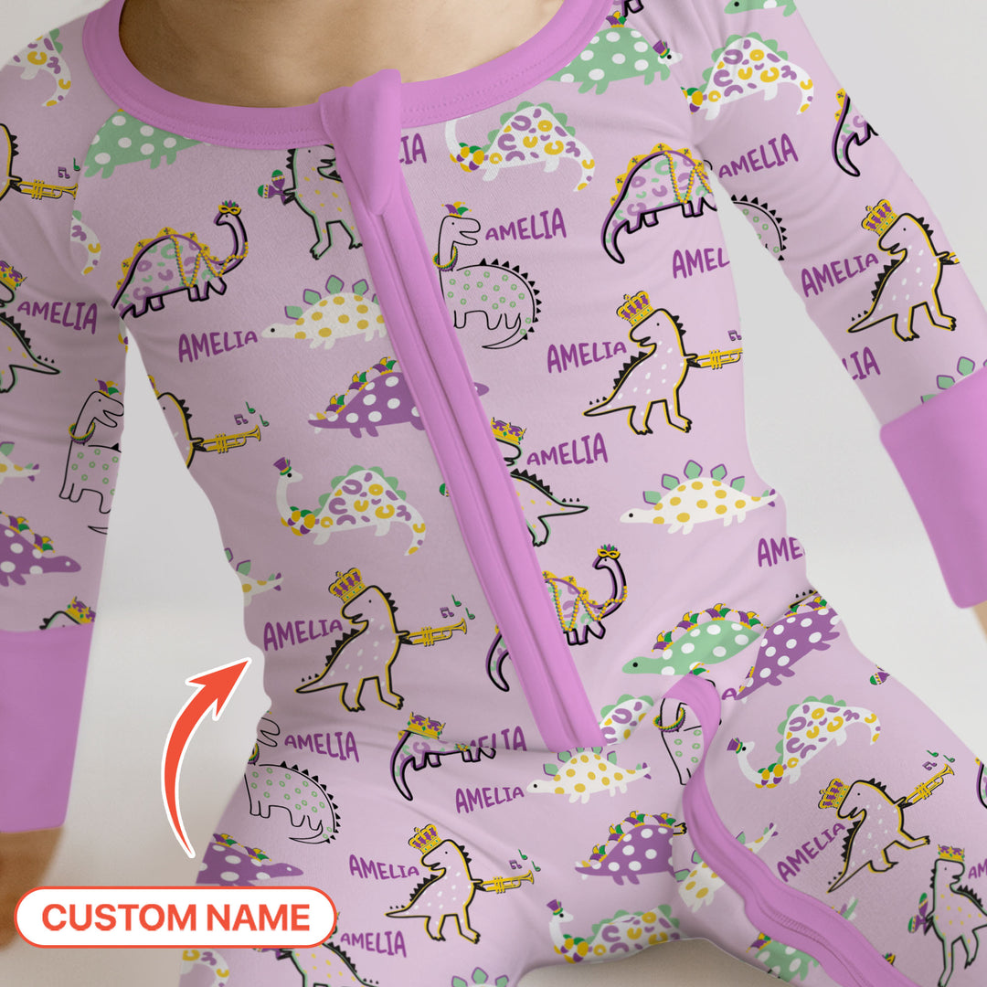 Custom Name Mardi Gras Saurus Convertible Zippy